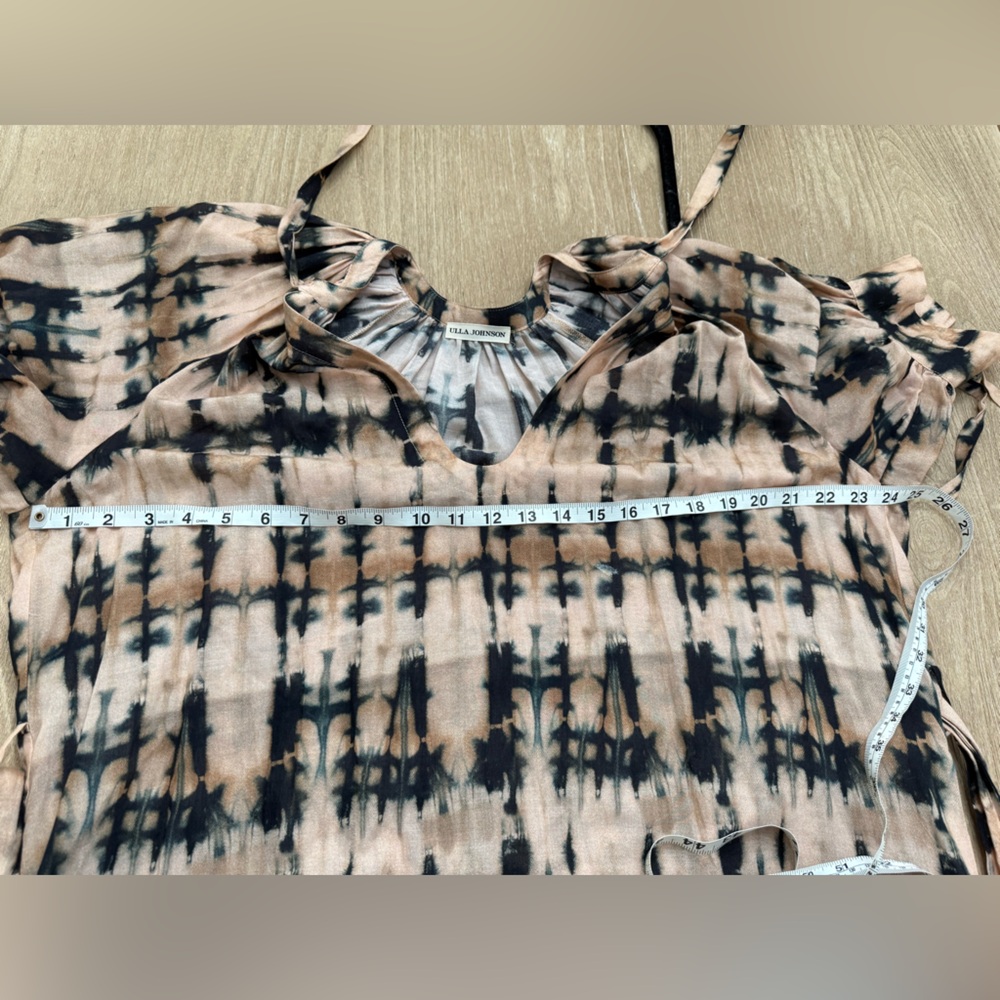 Ulla Johnson beige 'Selena' dress with tie waist in palm tie dye medium - Picture 10 of 14